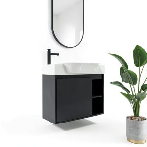 28 Inch Bathroom Vanity Vexara Wall-Mount with Soft-Close Black-0