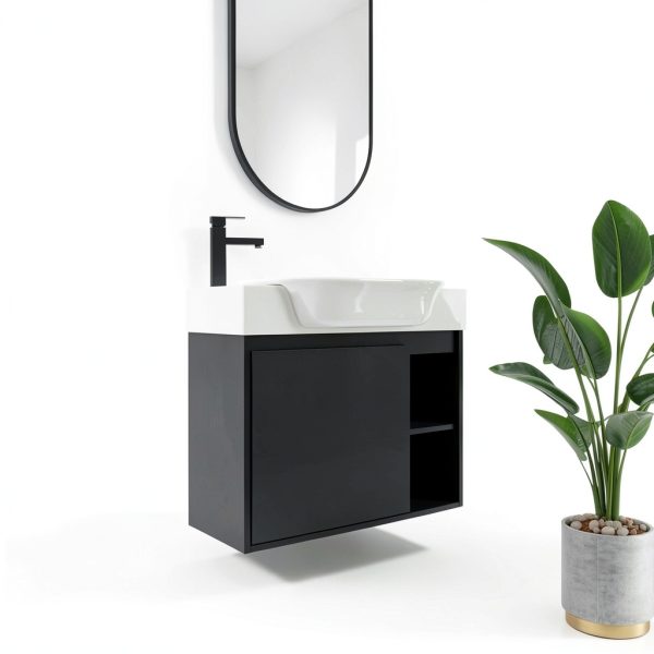 28 Inch Bathroom Vanity Vexara Wall-Mount with Soft-Close Black-0
