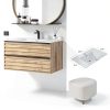 30 Inch Bathroom Vanity with Sink Floating Vanity Bathroom Wall Mounted Cabinet with 2 Soft Close Drawers, Wood, Ceramic Sink, Mid Century Modern, Oak White-1