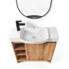 30 Inch Bathroom Vanity, Freestanding Sink Vanity for Bathrooms, Storage Bathroom Vanity with 1 Soft Closing Cabinet, One Door & Two Open Storage compartments, Light Brown-7