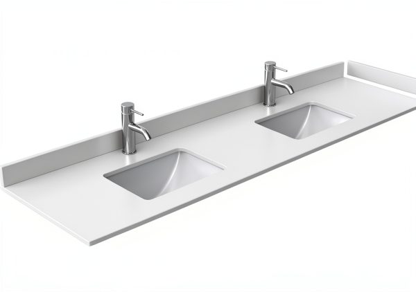 Beckett 84" Double Vanity – Wyndham White Marble Countertop, Black-4