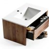 30 Inch Bathroom Vanity with Sink Floating Vanity Bathroom Wall Mounted Cabinet with 2 Soft Close Drawers, Wood, Ceramic Sink, Mid Century Modern, Oak White-5