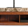 48 Inch Bathroom Vanity with Sink, Wall-Mounted Storage Cabinet with Drawer & Doors, Sintered Stone Countertop & Ceramic Basin, Pre-Assembled Light Gray, Brown Oak-4
