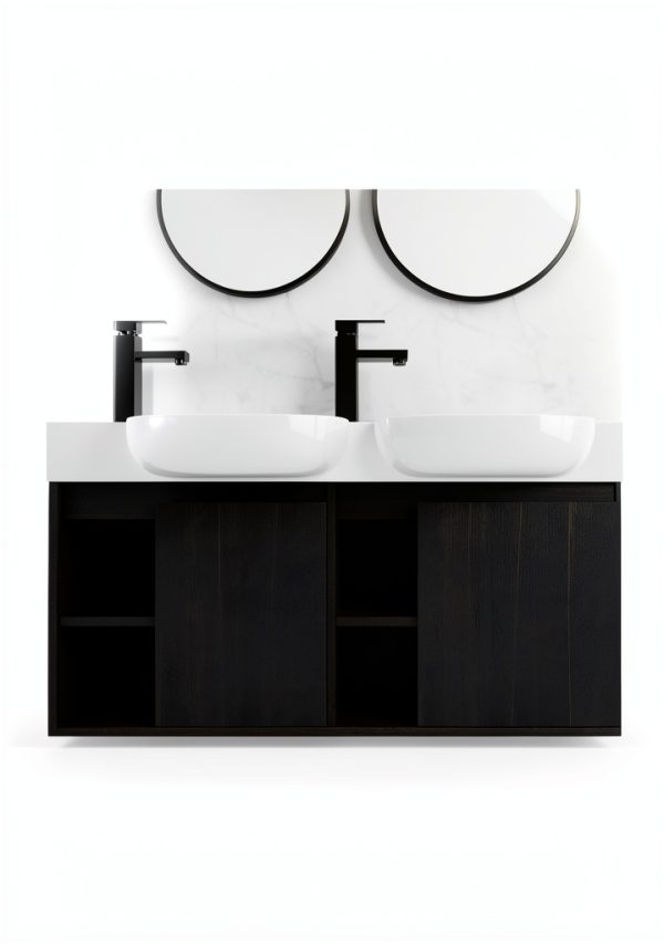 26 Inch Bathroom Vanity by Vexara Black Floating Wall Mounted Cabinet-1