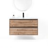 30 Inch Bathroom Vanity with Sink Floating Vanity Bathroom Wall Mounted Cabinet with 2 Soft Close Drawers, Wood, Ceramic Sink, Mid Century Modern, Oak White-0