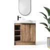 30 Inch Bathroom Vanity, Freestanding Sink Vanity for Bathrooms, Storage Bathroom Vanity with 1 Soft Closing Cabinet, One Door & Two Open Storage compartments, Light Brown-0