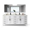 Beckett 84" Double Vanity – Wyndham White Marble Countertop, Black-1