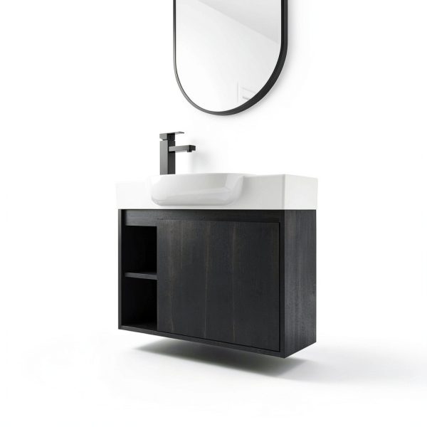 26 Inch Bathroom Vanity by Vexara Black Floating Wall Mounted Cabinet-2