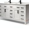 Beckett 84" Double Vanity – Wyndham White Marble Countertop, Black-2
