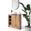 30 Inch Bathroom Vanity, Freestanding Sink Vanity for Bathrooms, Storage Bathroom Vanity with 1 Soft Closing Cabinet, One Door & Two Open Storage compartments, Light Brown-4