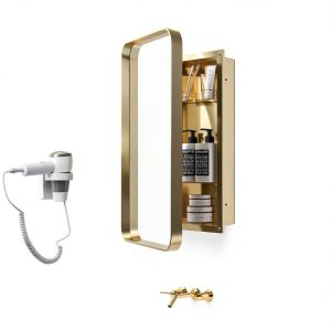 20x30 Inch Gold Cabinet Mirror Dancongtea Wall Mount with Shelves-0
