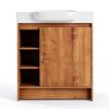 30 Inch Bathroom Vanity, Freestanding Sink Vanity for Bathrooms, Storage Bathroom Vanity with 1 Soft Closing Cabinet, One Door & Two Open Storage compartments, Light Brown-3