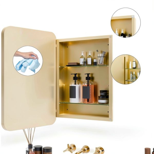 20x30 Inch Gold Cabinet Mirror Dancongtea Wall Mount with Shelves-3