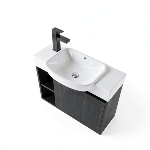 26 Inch Bathroom Vanity by Vexara Black Floating Wall Mounted Cabinet-8