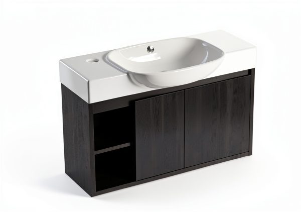 26 Inch Bathroom Vanity by Vexara Black Floating Wall Mounted Cabinet-4
