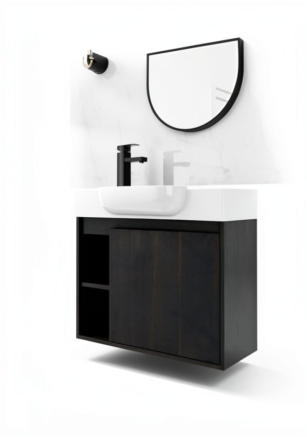 26 Inch Bathroom Vanity by Vexara Black Floating Wall Mounted Cabinet-7