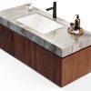 48 Inch Bathroom Vanity with Sink, Wall-Mounted Storage Cabinet with Drawer & Doors, Sintered Stone Countertop & Ceramic Basin, Pre-Assembled Light Gray, Brown Oak-2