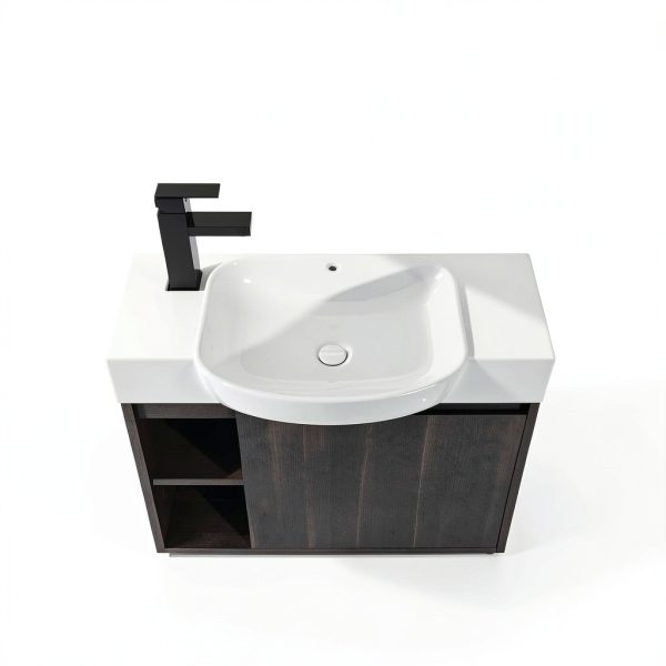 26 Inch Bathroom Vanity by Vexara Black Floating Wall Mounted Cabinet-6