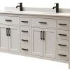 Beckett 84" Double Vanity – Wyndham White Marble Countertop, Black-0