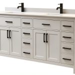 Beckett 84" Double Vanity – Wyndham White Marble Countertop, Black-0